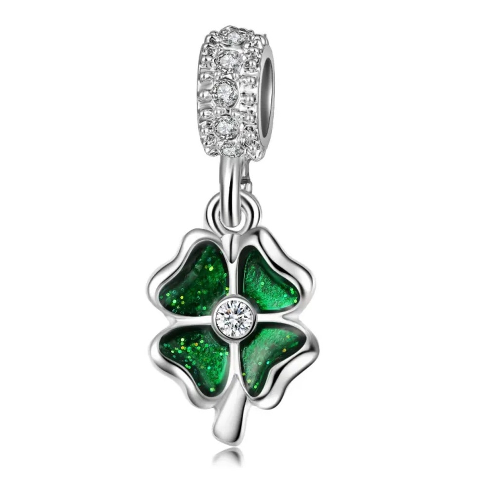 New Silver Enamel Clover Charm Bracelet Pendant